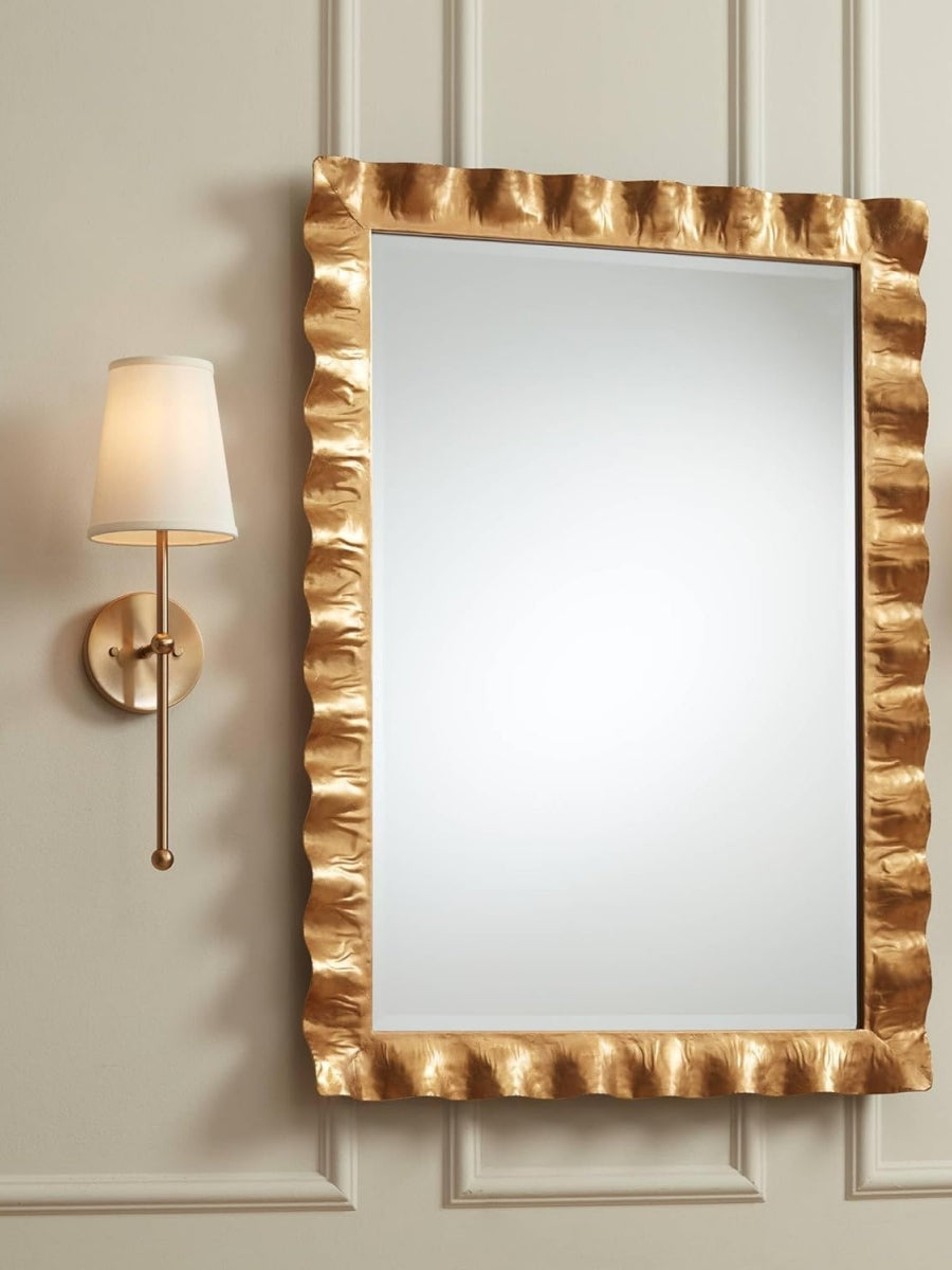 Rowan Nordic Rustic Brass Fabric Wall Lamp | Souliia