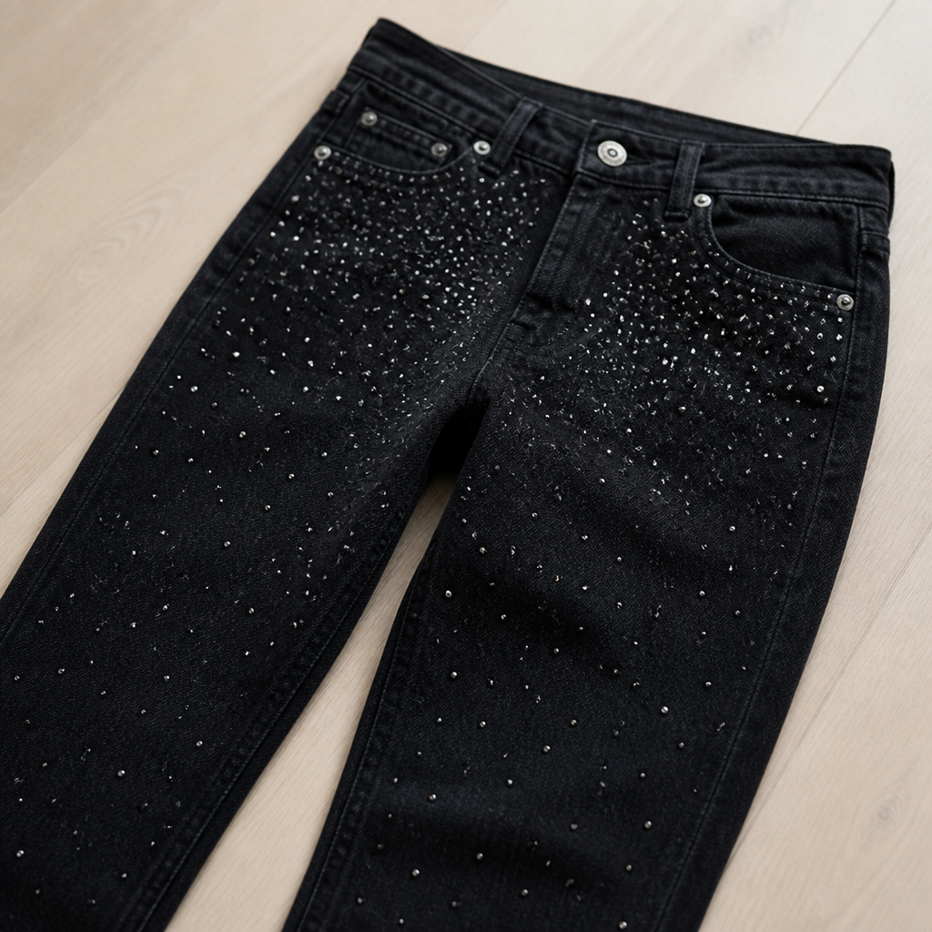 VivaShine Straight Jeans — Shine Bright and Own Every Glance with Effortless Glamour - Souliia