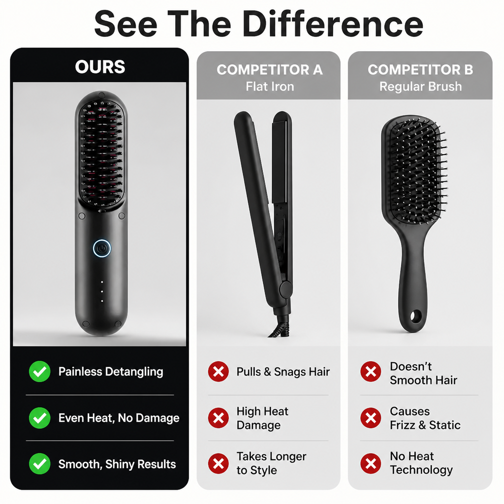 RadianceRush — Brossez les frisottis pour obtenir des cheveux brillants et lisses comme au salon, en un seul passage sans fil - Souliia
