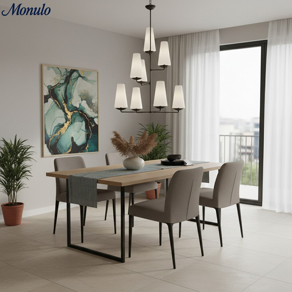 Rowan Tiered vertical Multi-Head Chandelier - Modern Metal and Fabric for Living Rooms and Foyer | Souliia