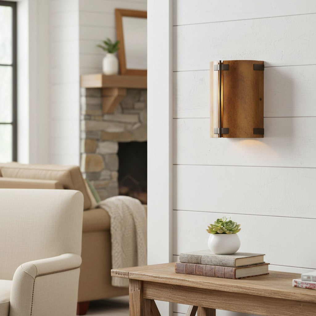Rustivon Curved Wall Sconce - Vintage Metal Light for Bedroom | Souliia