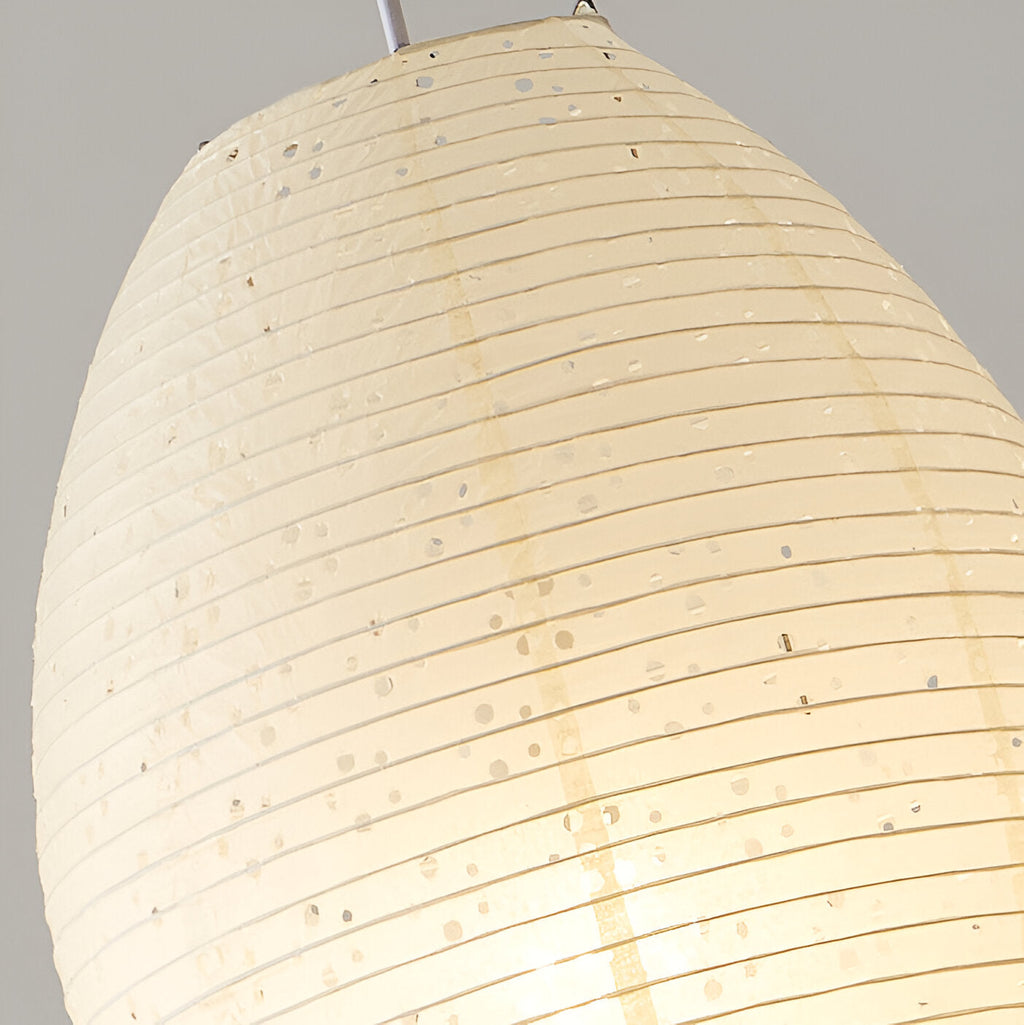 Traditionelle Japandi Wabi-Sabi Elliptische Papier-Pendelleuchte | Souliia