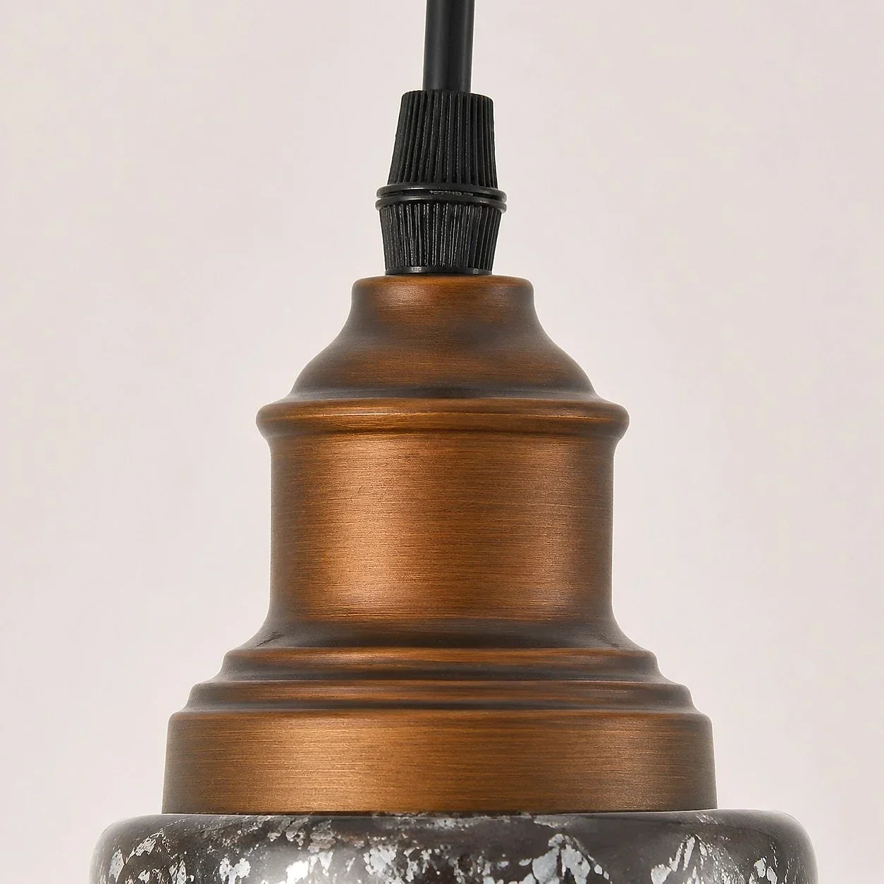 Smoky Gray Glass and Brushed Bronze Metal Pendant Light | Souliia