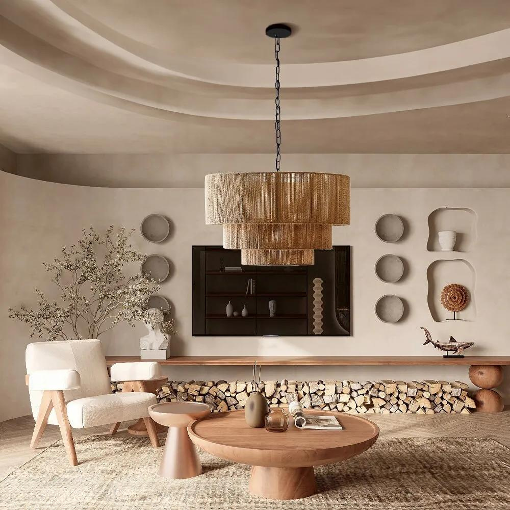 The Elegant Woven Waterfall Rattan Pendant Light | Souliia