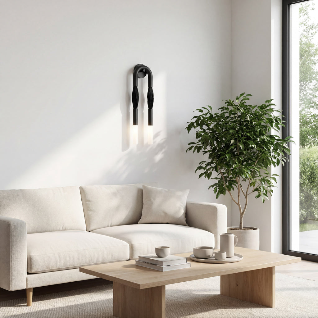 Strandia Minimalistische gebogene Arm Wandleuchte - Japandi Stil Akzentlicht für Flur | Souliia