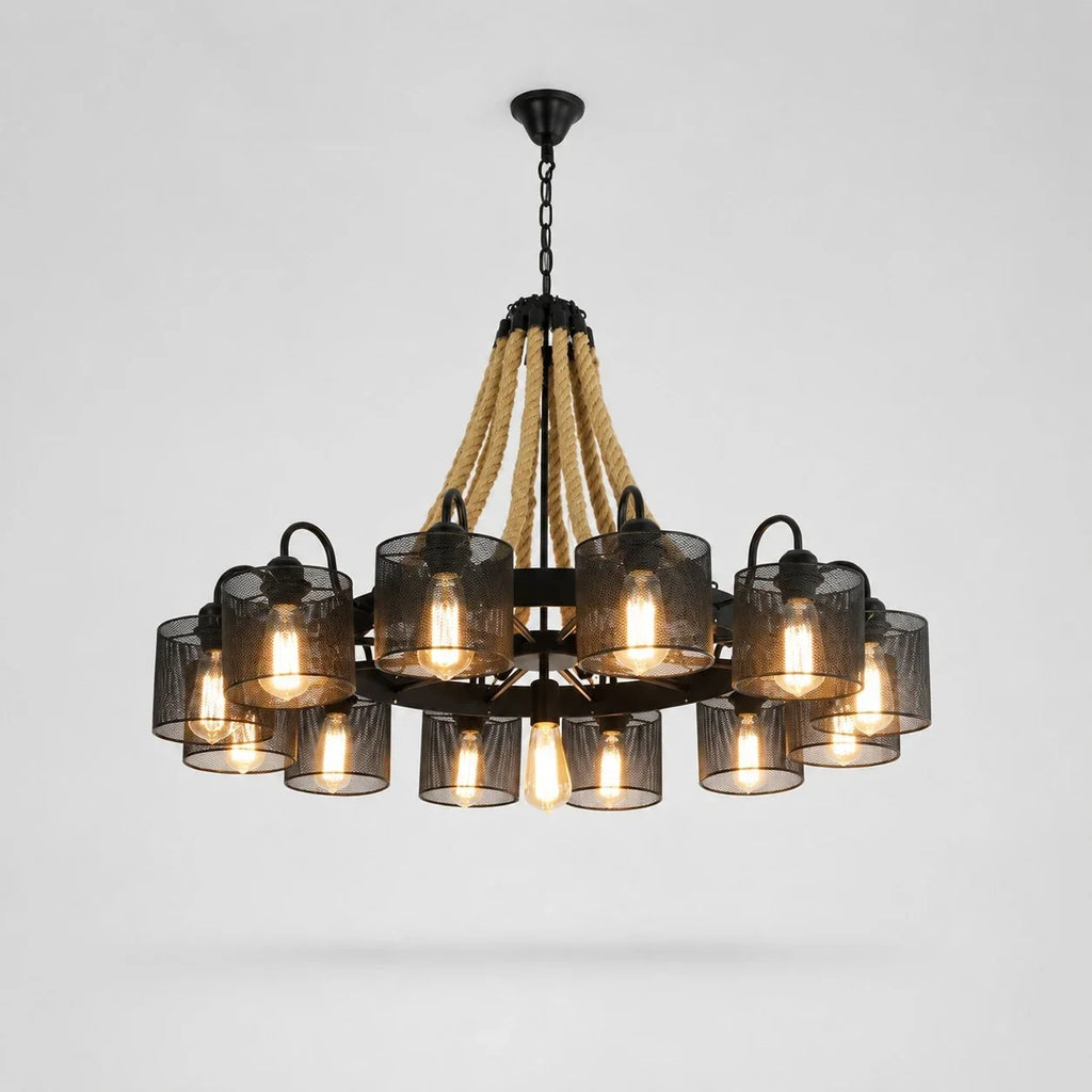 Rustic Farmhouse Rope Chandelier | Souliia