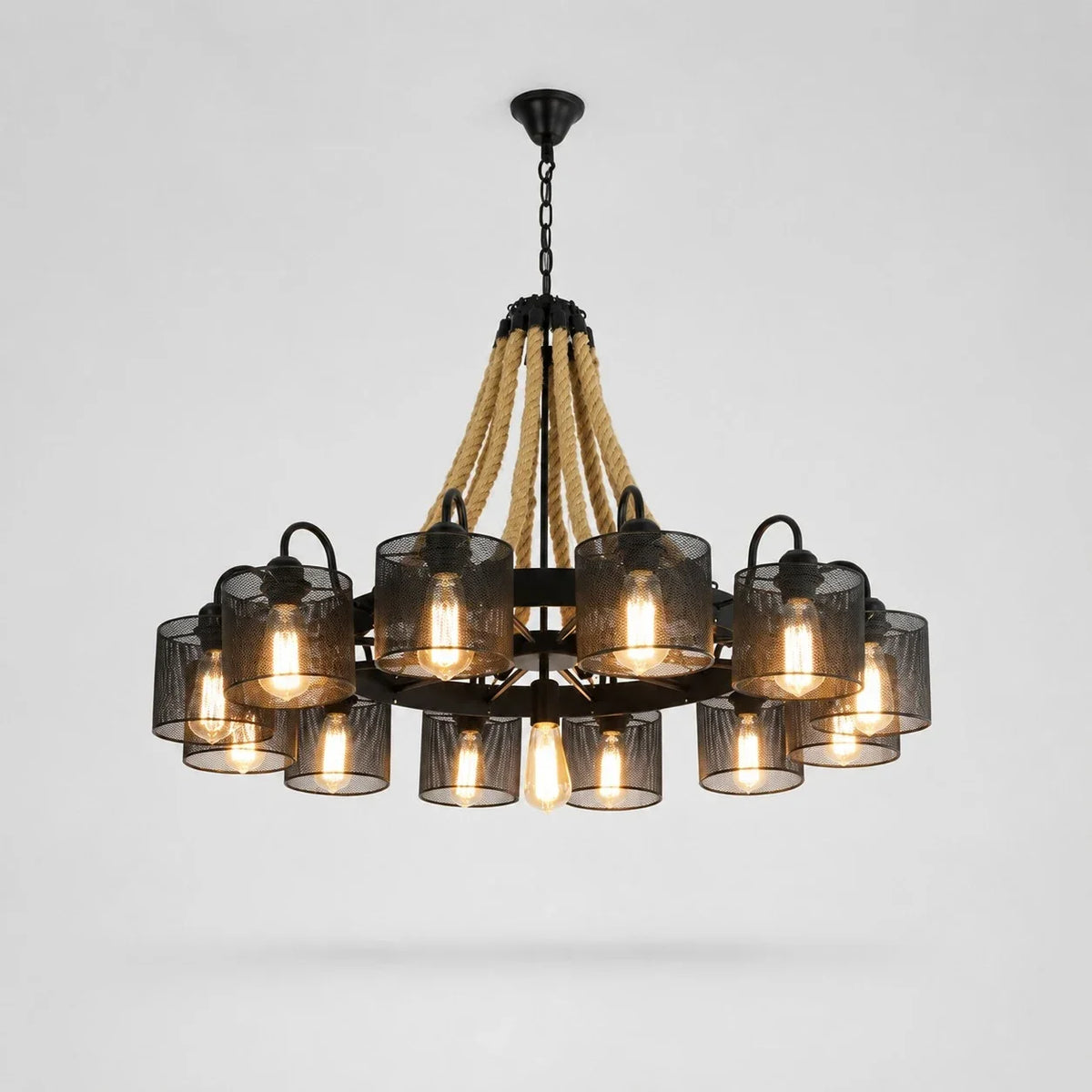 Rustic Farmhouse Rope Chandelier | Souliia