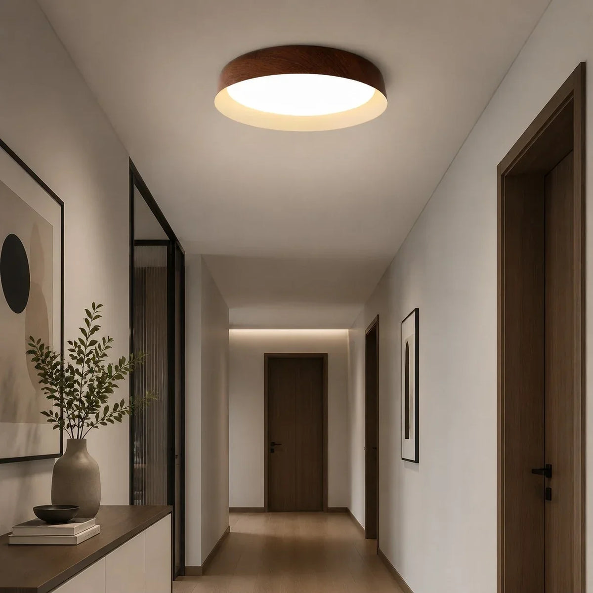 Plafoniera LED color legno in stile wabi-sabi | Souliia