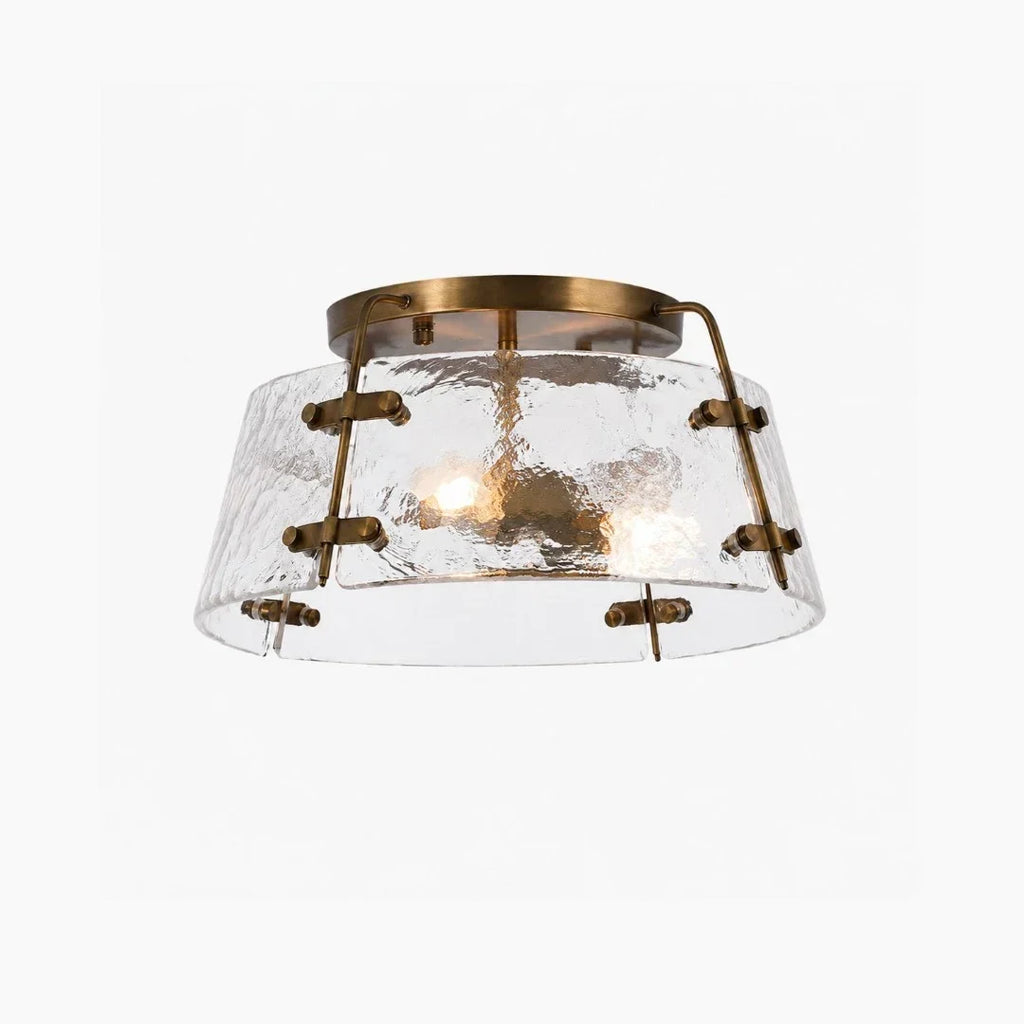 Rustic Industrial Clear Glass Semi Flush Ceiling Light for Kitchen and Living Room | Souliia