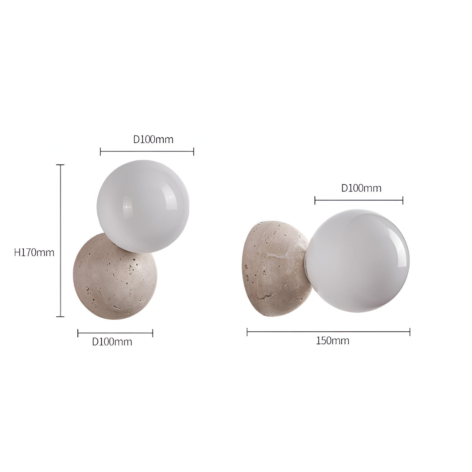 Travertin Runde Glas-Wandlampe | Souliia