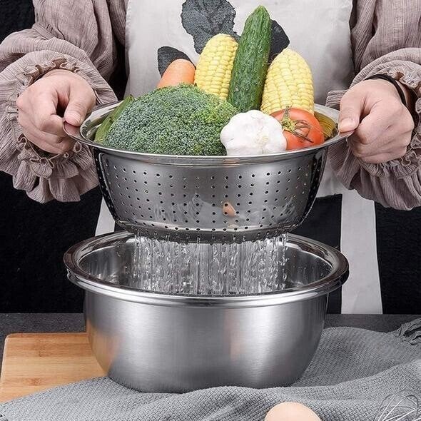 Vegetable Slicer Set with Grater, Strainer, and Mixing Bowl - Souliia
