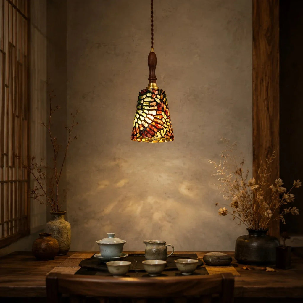 Patterned Fabric Fish-Line Pendant Light | Souliia