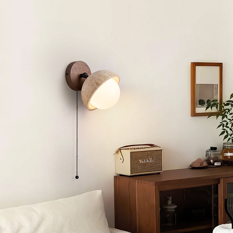Modern Travertine Wall Lamp – Minimalist Stone Sconce for Bedroom Living Room Hallway | Souliia