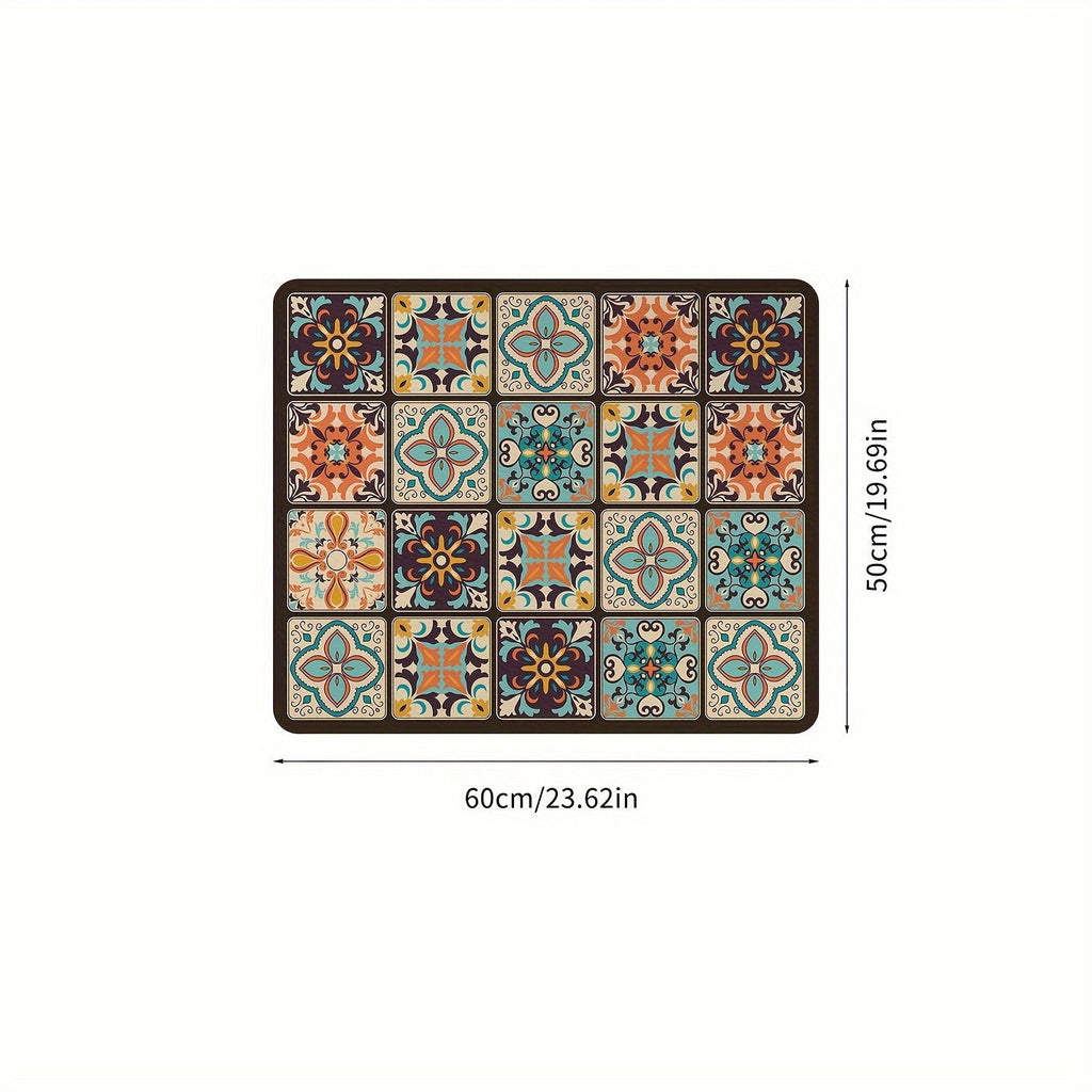 Retro Mosaic Washing Machine Cover Mat - Souliia