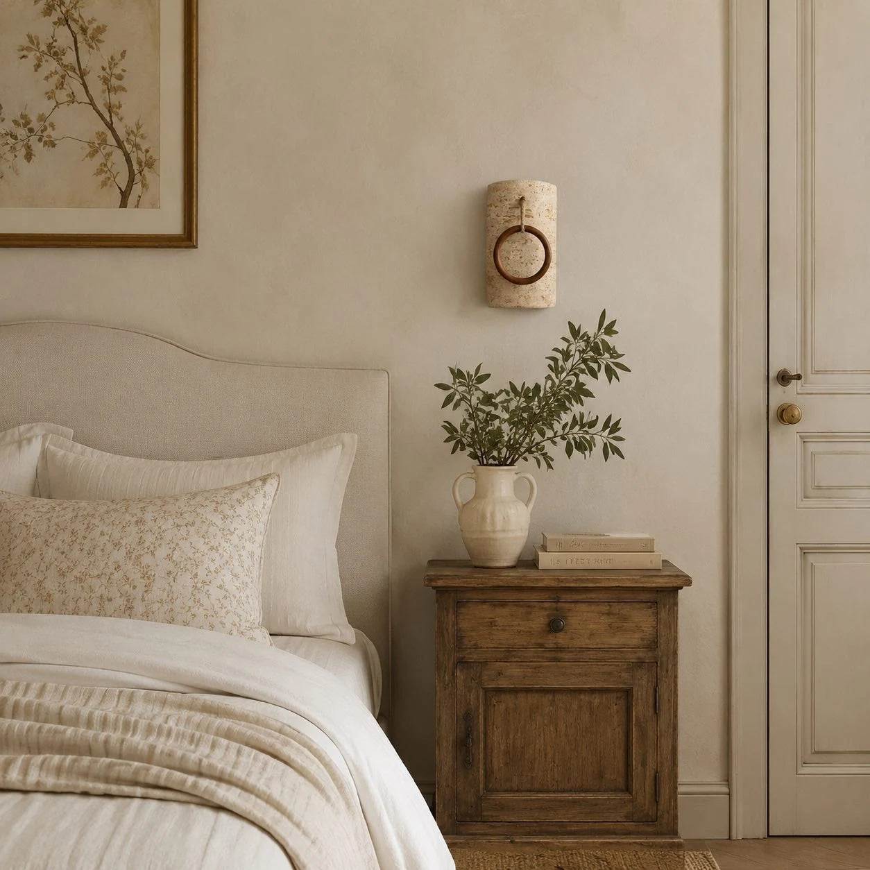 Travertine Wood Ring Wall Sconce | Souliia