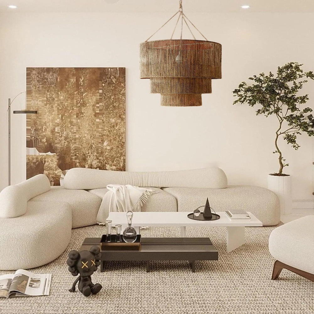 The Elegant Woven Waterfall Rattan Pendant Light | Souliia