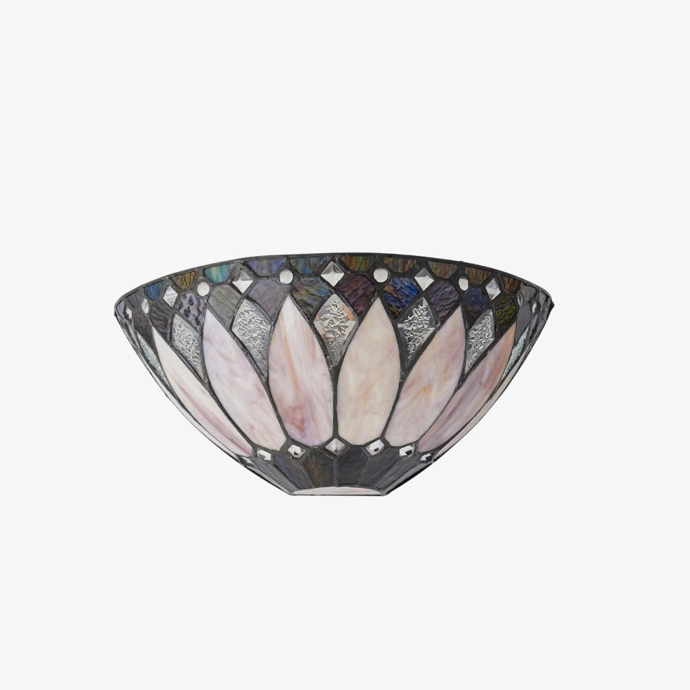 TF Layered Glass and Curved Metal Arm Wall Lamp – Transitional Art Deco Wall Sconce for Bedroom and Entryway | Souliia