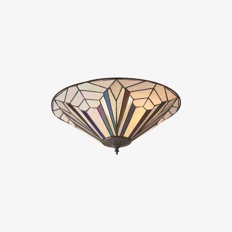 Tiffstar Elegant Art Glass Flush Ceiling Light with Vintage inspired Glass Diffuser – Classic Ceiling Fixture for Home Interiors | Souliia