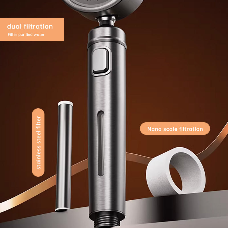 Steelrain Handheld Shower Head — Stainless Steel Construction, Powerful Spray Design