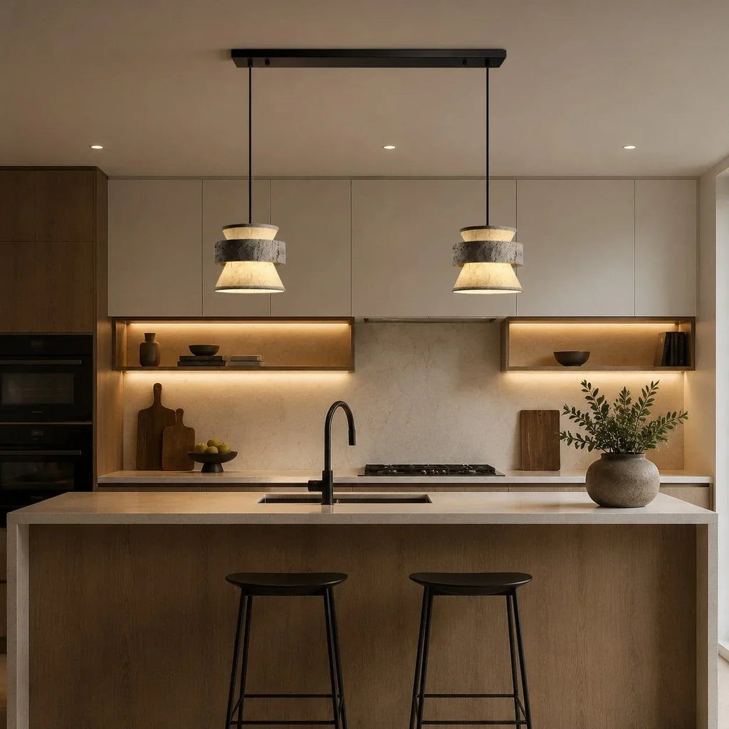 Silver Stone Texture Rice Paper Pendant Light | Souliia