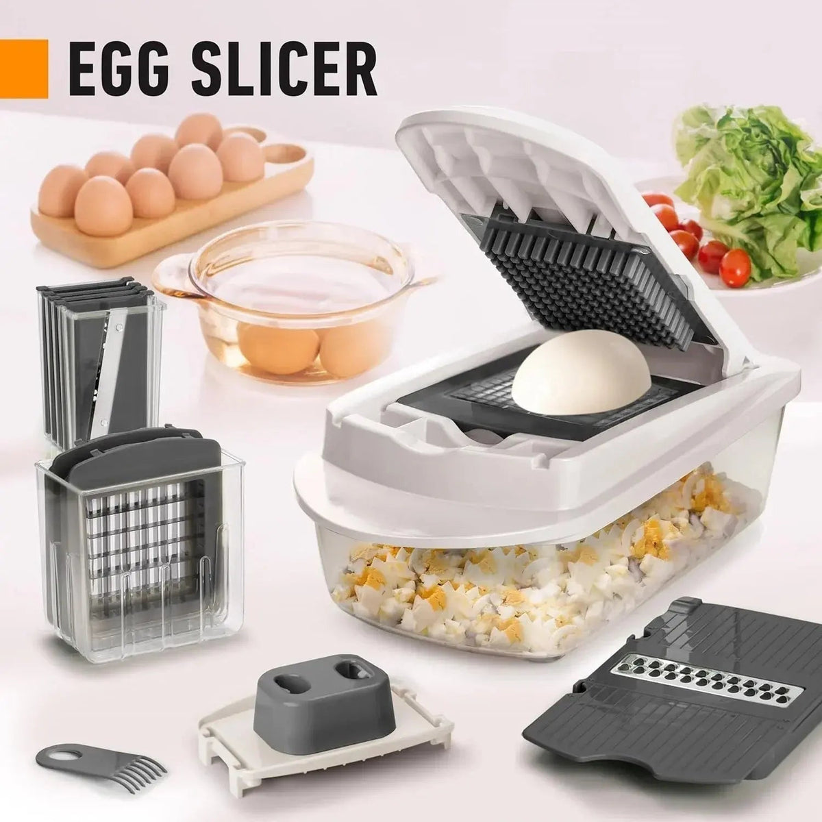 Vegetable Chopper | Dicing, Slicing, and Grating | Storage Container & Safety Holder | VegiCut - Souliia