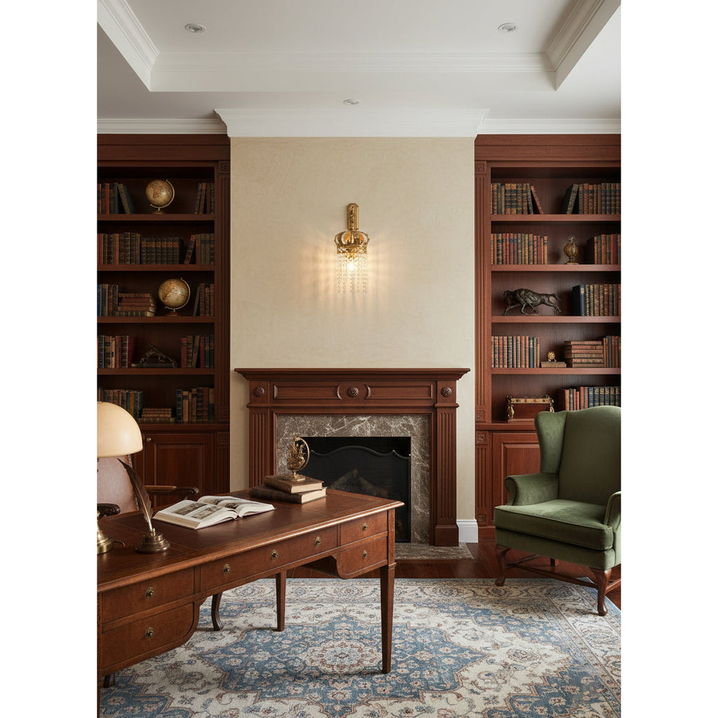 Timon Brass Crown Wall Lamp | Souliia