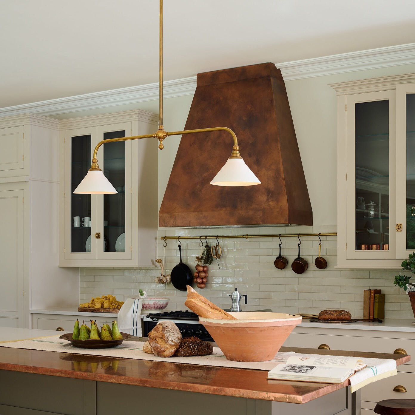 Lumos Dual-Head Brass Bar Pendant – Modern Architectural Lighting for Kitchen Island | Souliia