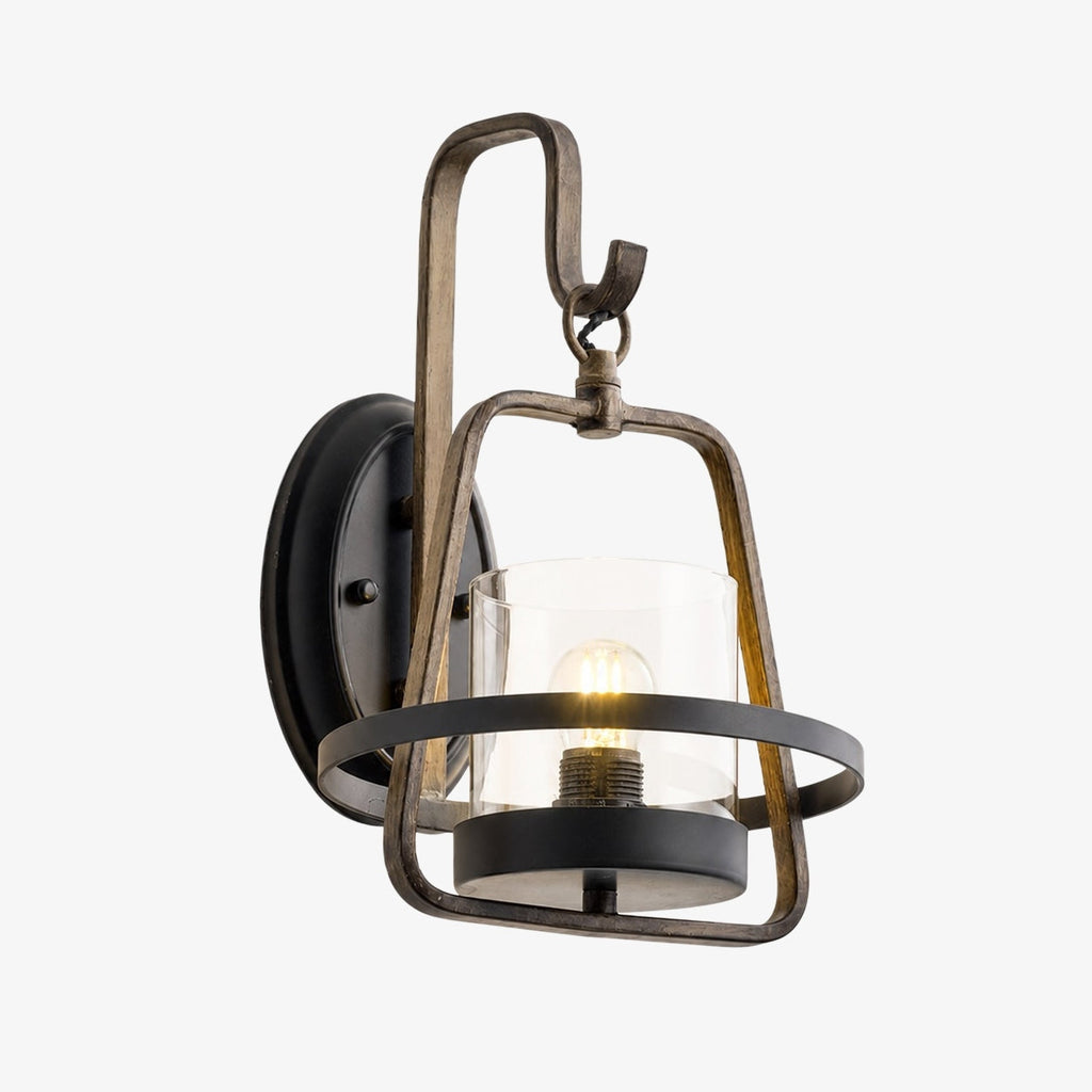 Rust Metal Clear Glass Wall Sconce | Souliia