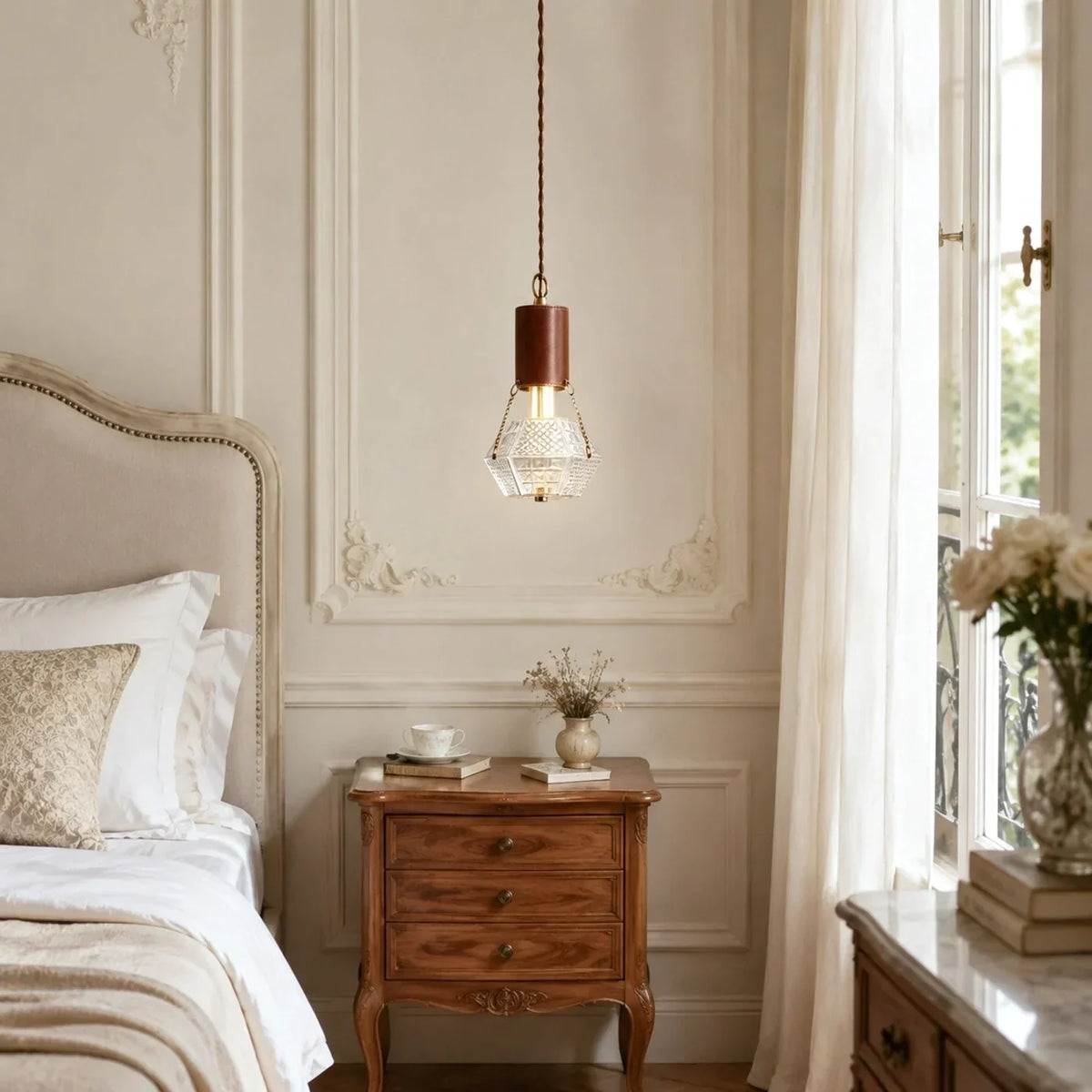 Prismatic French Leather Pendant Light | Souliia