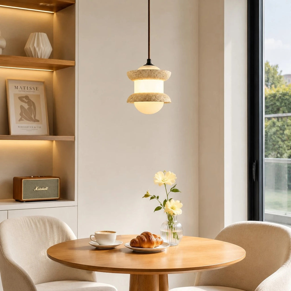 Travertine Stone Pendant Light | Souliia