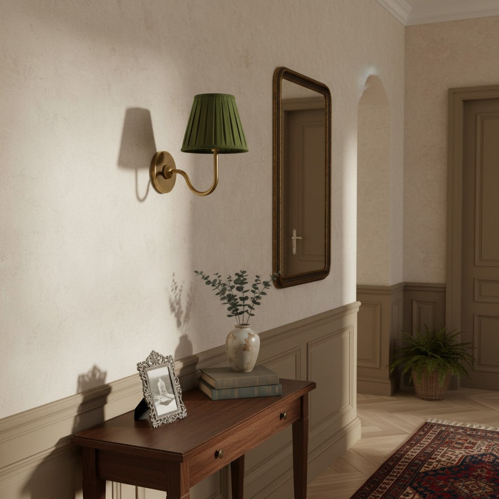 Luvora Fabric Shade Wall Sconce with Drum Shade - Classic Pleated Sconce Light | Souliia