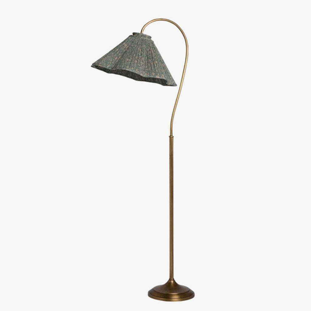 Solmire Blumen-Stehleuchte mit Schwanenhals - Plissierter Stoff-Metallschirm für Wohnzimmer und Schlafzimmer | Souliia