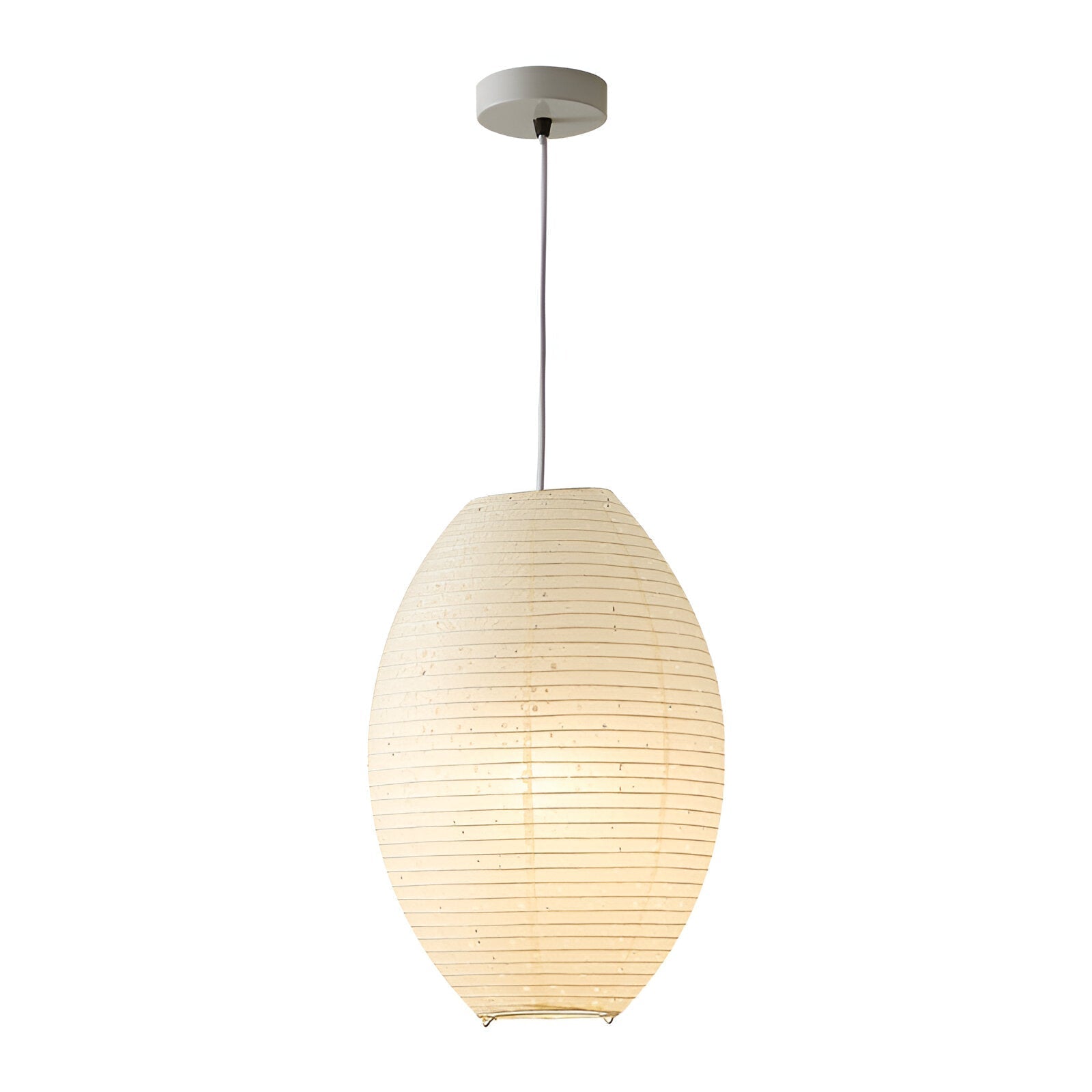 Traditionelle Japandi Wabi-Sabi Elliptische Papier-Pendelleuchte | Souliia