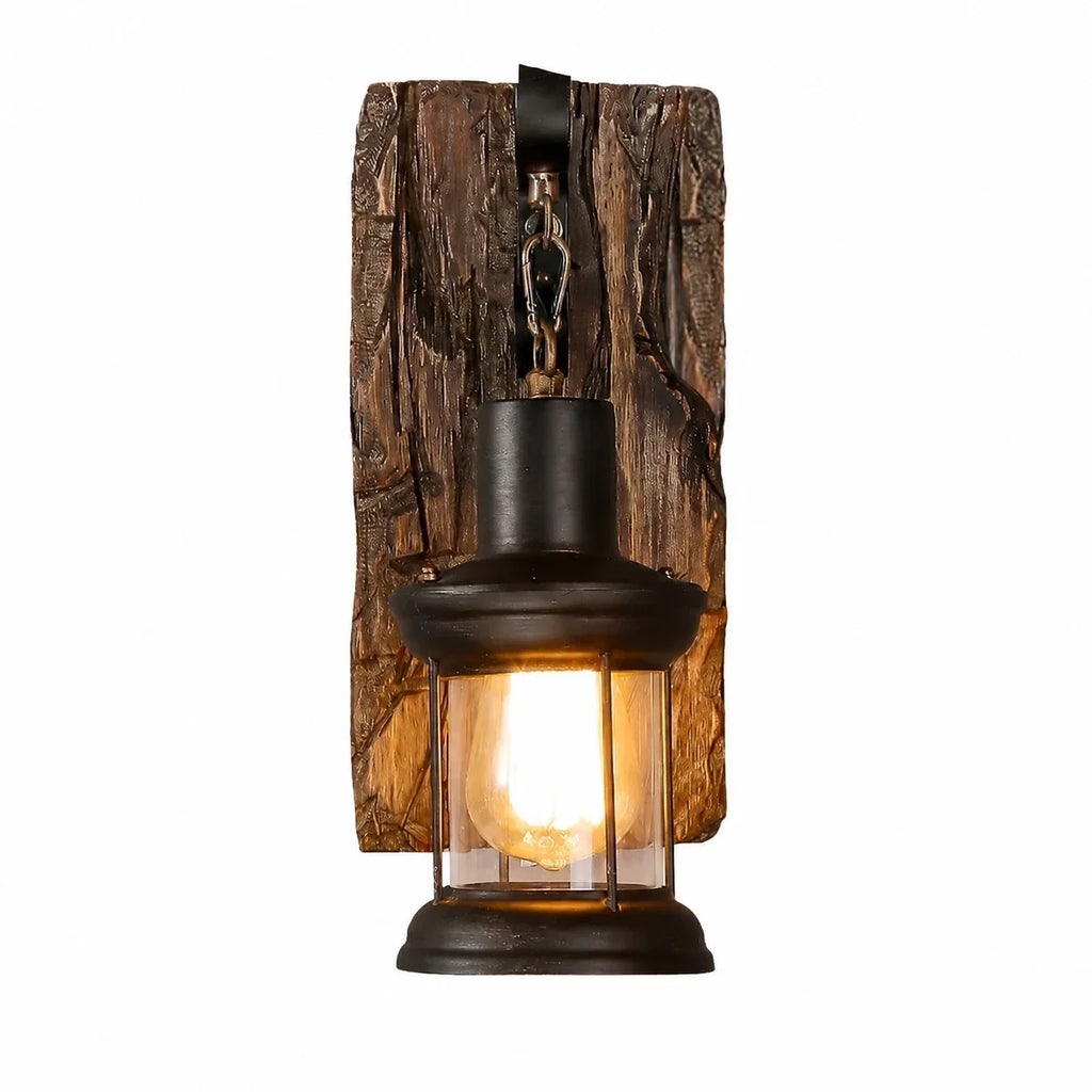 Rustic Ship Wood Industrial Wall Sconce Lamp | Souliia