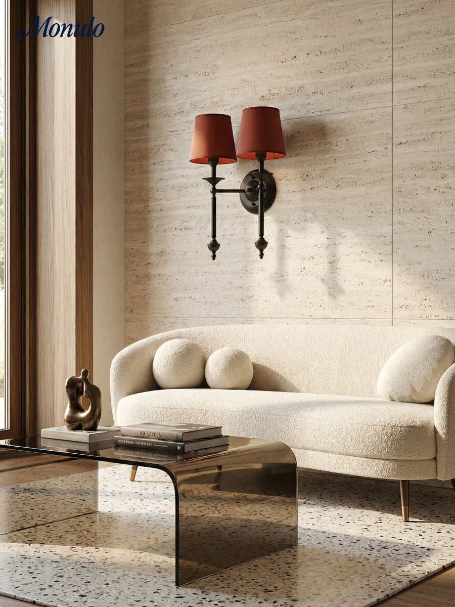 Rowan Fabric Shade Wall Sconce in Antique Copper - Vintage Luxury Light for Interiors | Souliia
