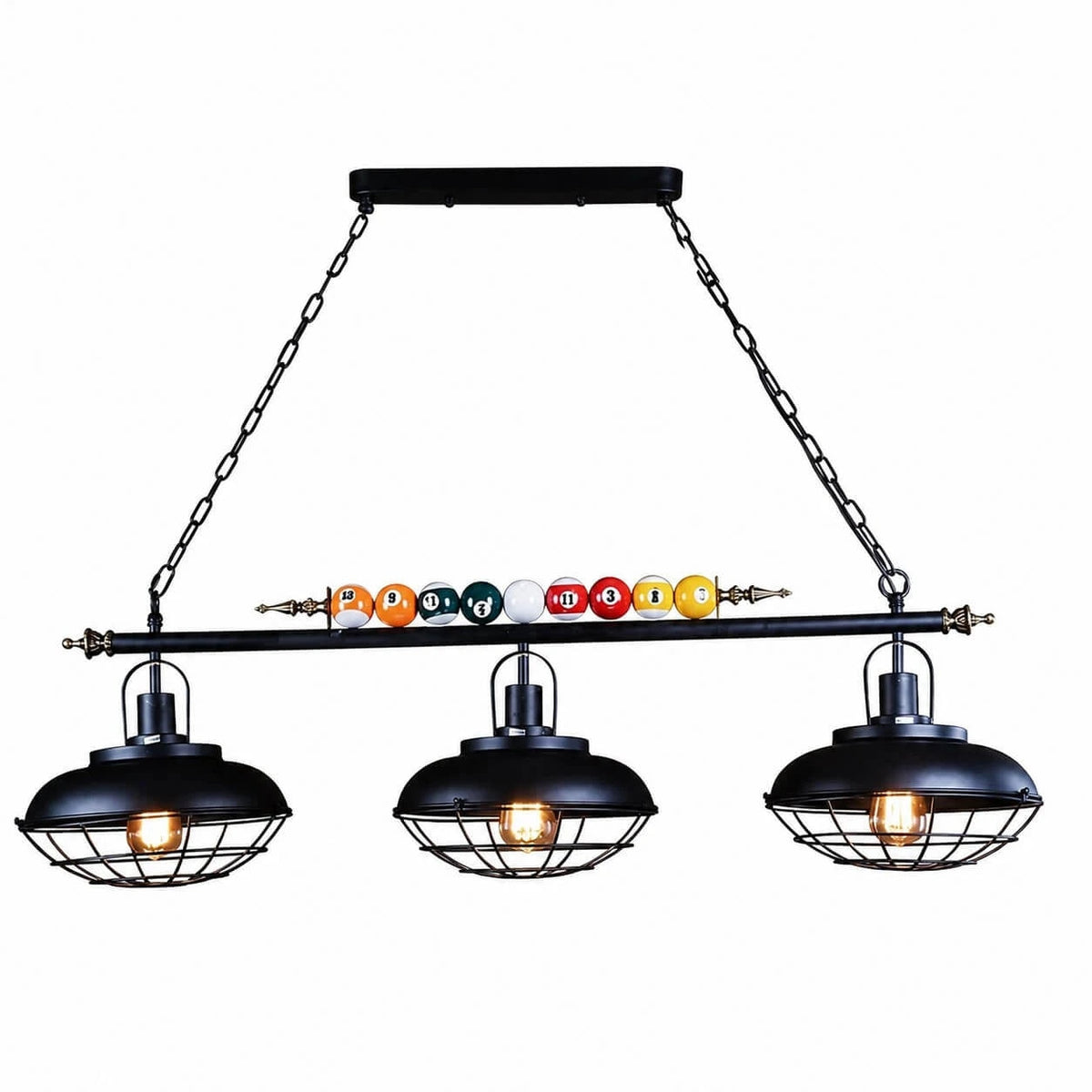 Vintage Industrial Billiard Pendant Light with Glass or Iron Shades | Souliia