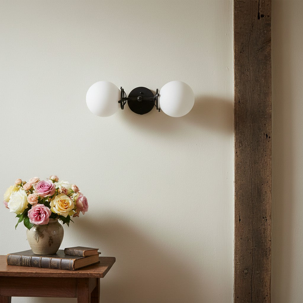 Lumio Globe Opal Glass – Mid-Century Modern Bathroom Wall Sconce | Souliia