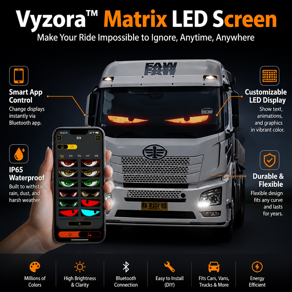 Vyzora Matrix LED Screen — Make Your Ride Impossible to Ignore, Anytime, Anywhere - Souliia