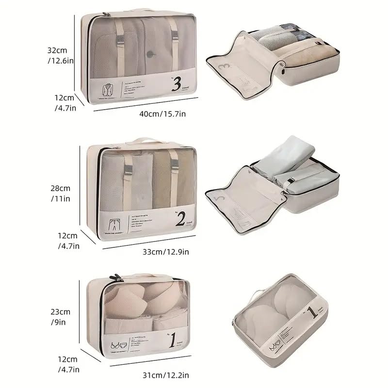 防水性7点セットの旅行用荷物整理バッグ - Souliia