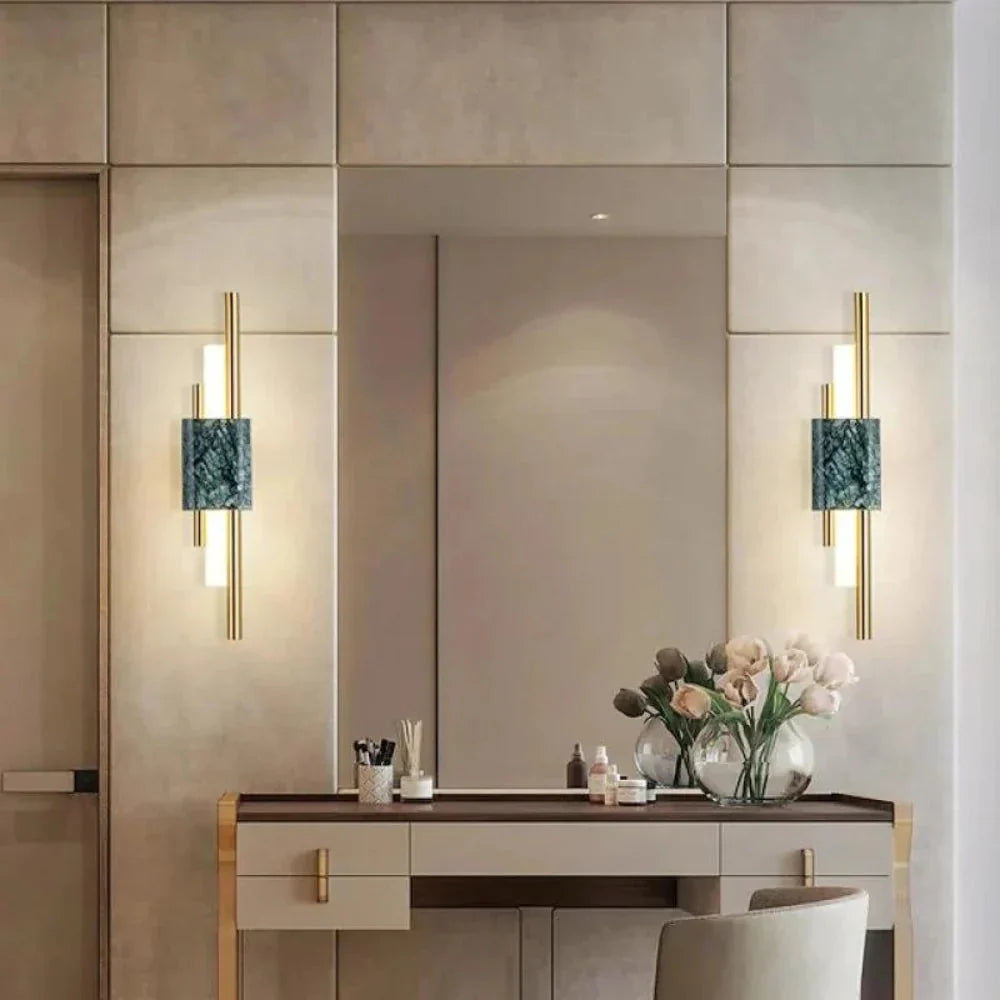 Refined Radiance Marble Accents Wall Light | Souliia