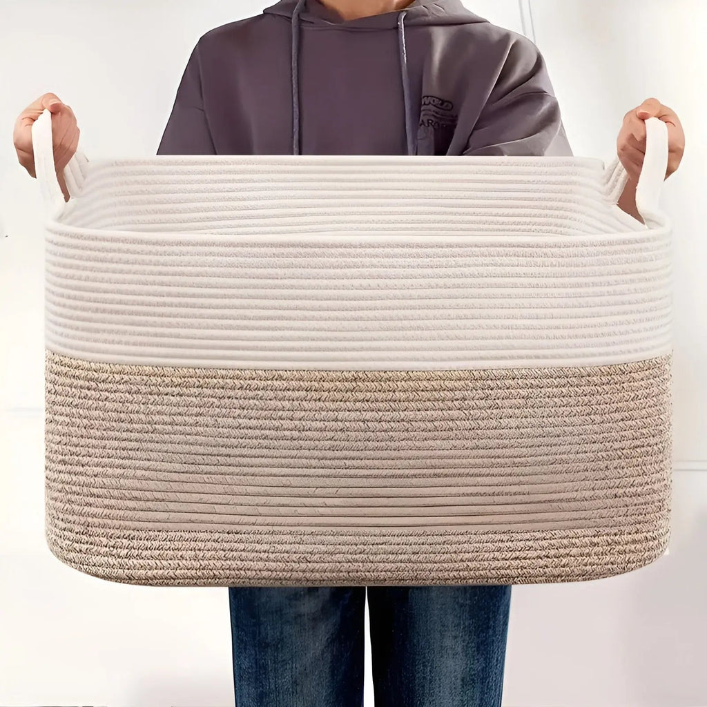 Panier tressé | Motif entrelacé | Anses de transport | WohnHafen - Souliia