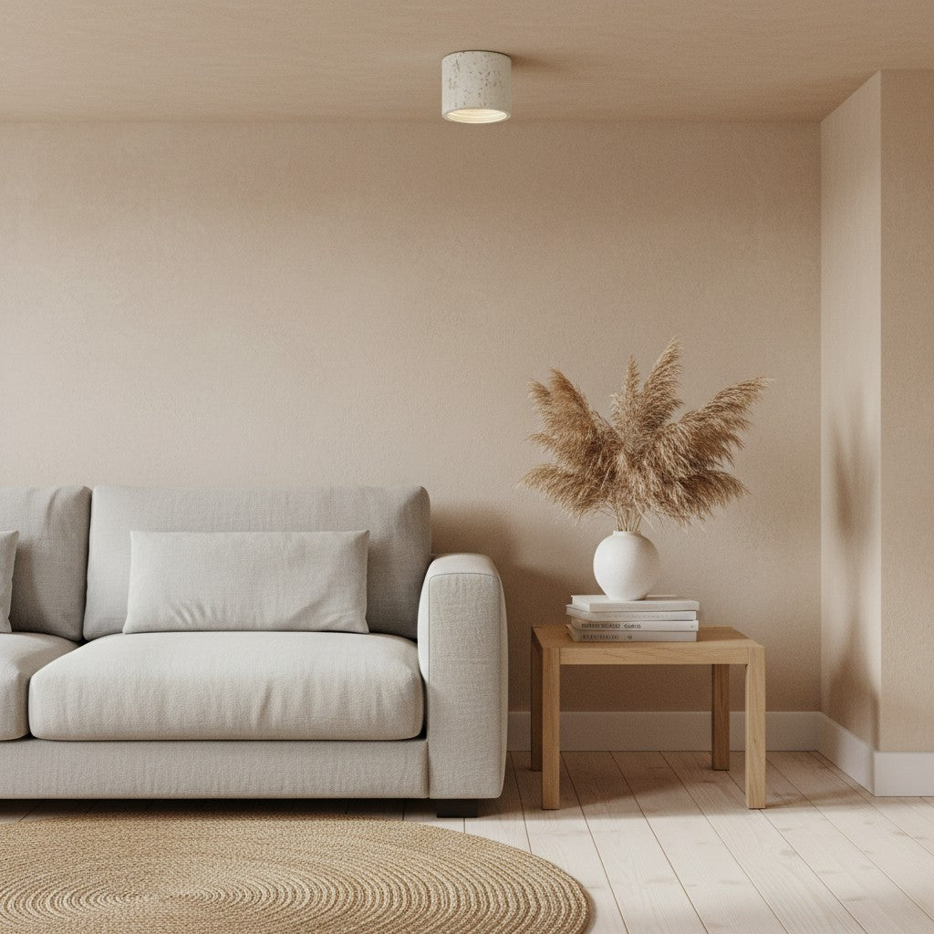 Sabiara Wabi-Sabi Cylindrical Ceiling Lamp - Soft Diffused Ceiling Fixture for Bedrooms and Living Rooms | Souliia