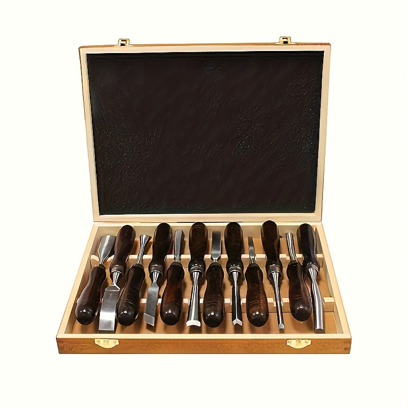Wood Carving Tool Set – 12-Piece Precision Kit with Wooden Case - Souliia