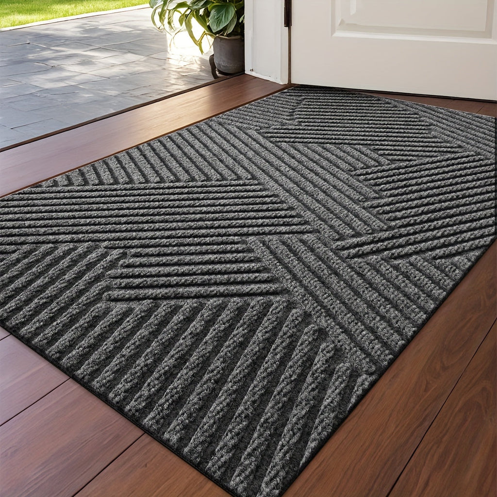 Home Horizon Geometric Striped Doormat — Non-Slip Backing, 75cm X 45cm