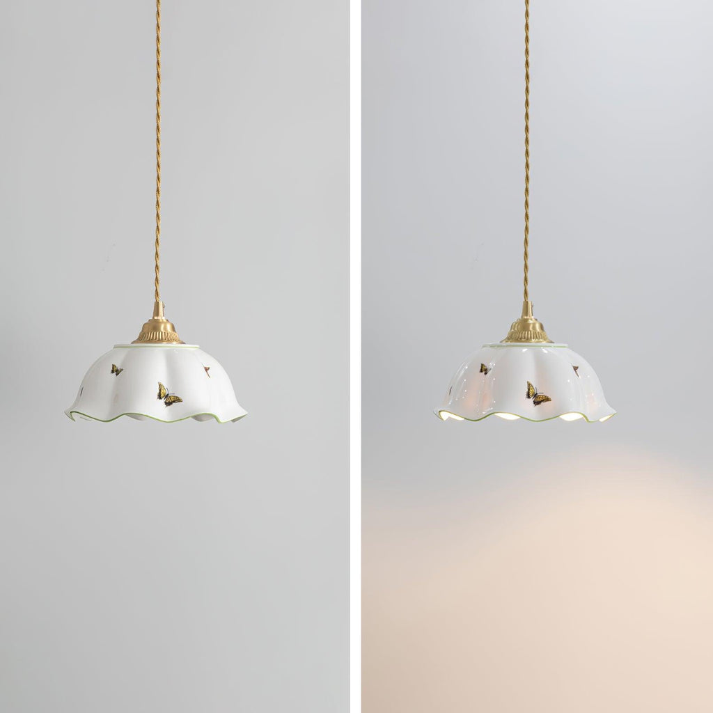 Retro Cream Style Ceramic Pendant Lamp M21 | Souliia
