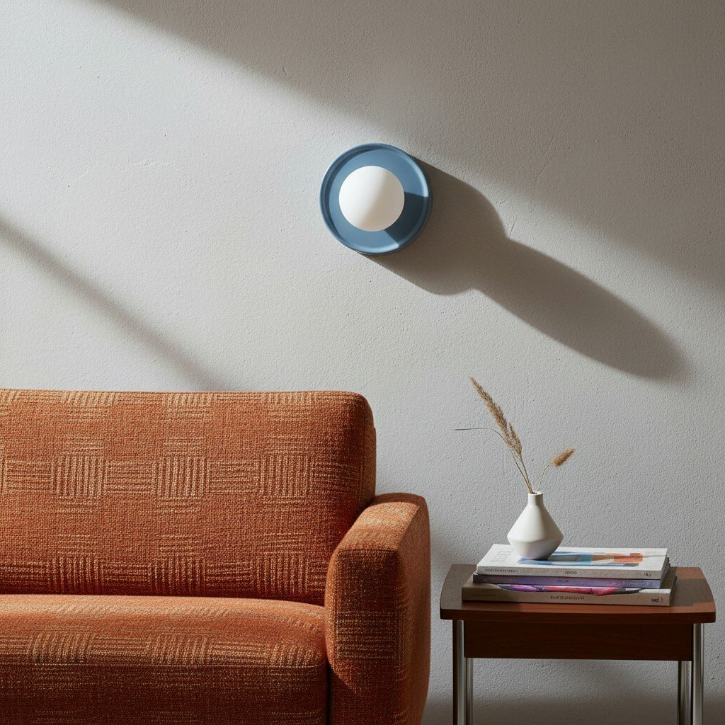 Solna Minimalist Round Glass Wall Sconce with Ceramic Base for Bedroom and Hallway | Souliia