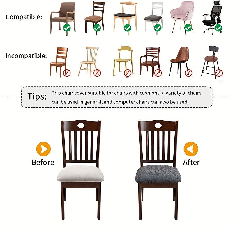 Jacqurenew Stretchable Chair Covers — Secure Elastic Fit, Universal Shape