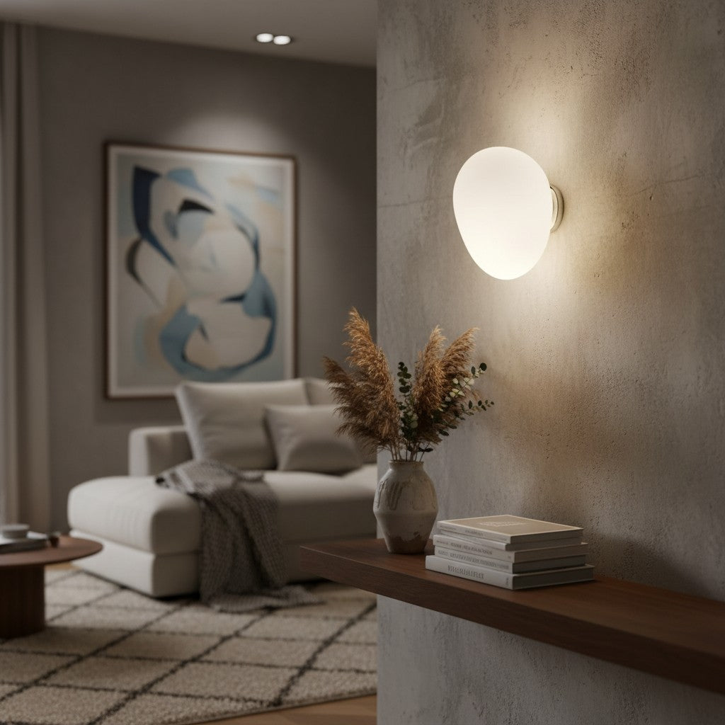 Stonea Organic Pebble Silhouette Wall Ceiling Lamp Contemporary Glass Light for Home N16 | Souliia