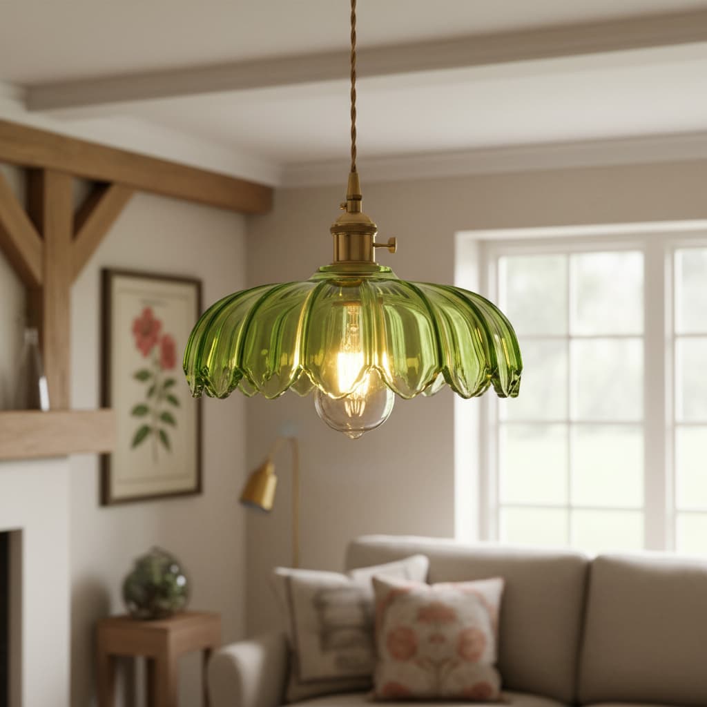 Petalbloom Rustikale Tulpen-Glas-Pendelleuchte – Hängelampe im floralen Knospendesign für den Essbereich N58 | Souliia
