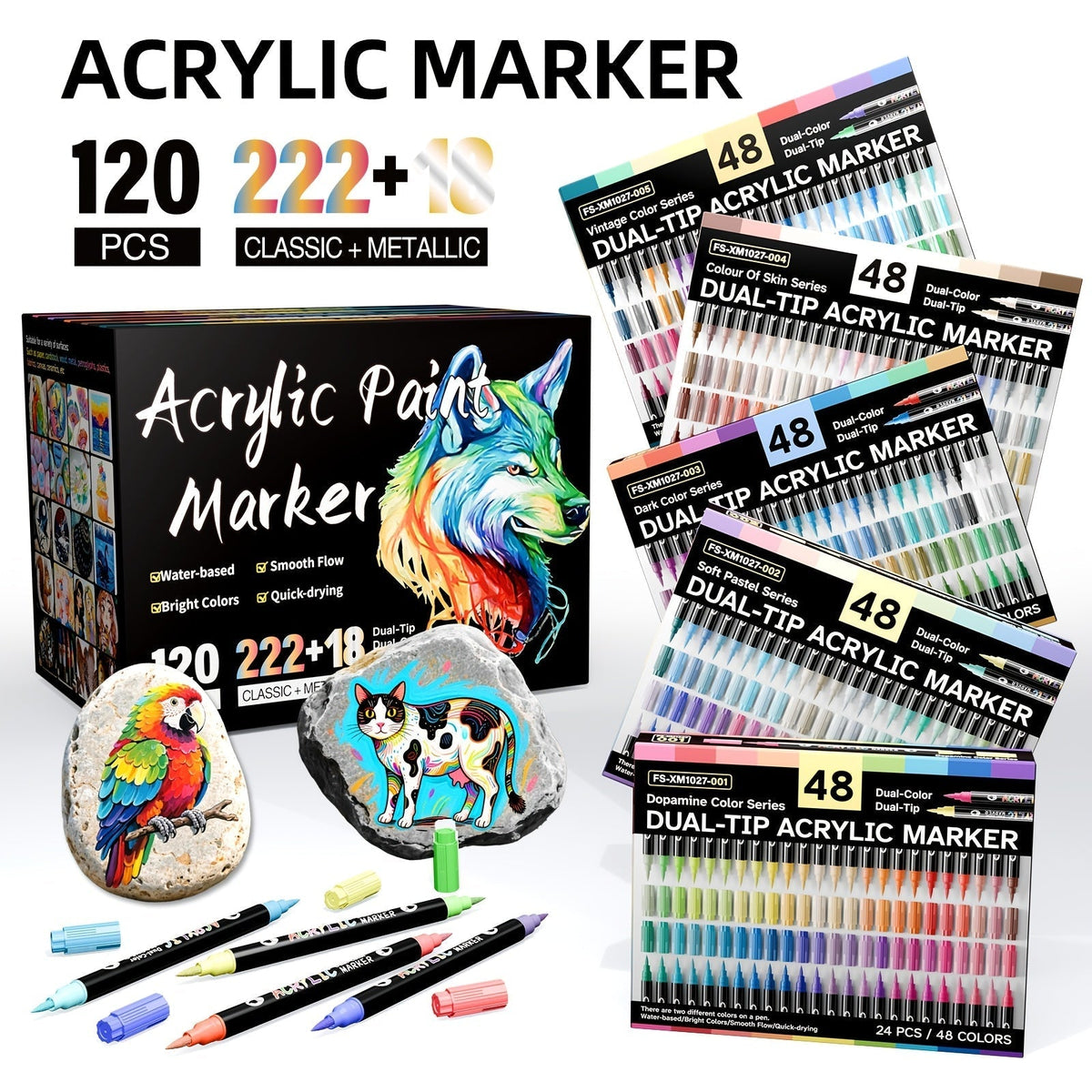 Set of 120 Acrylic Markers - Souliia